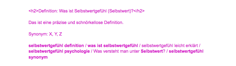 Beispiel für die Bearbeitung eines Themenclusters