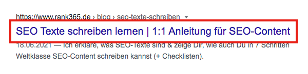 Seitentitel, SEO-Titel, Title-Tag, in den Google Suchergebnissen