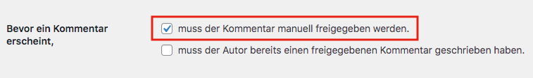 WordPress Kommentare manuelle freigeben (Diskussion) 