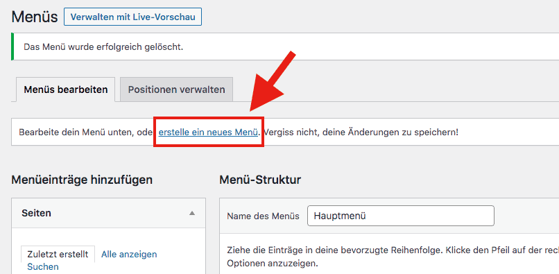 blog footer menü erstellen - schritt 1