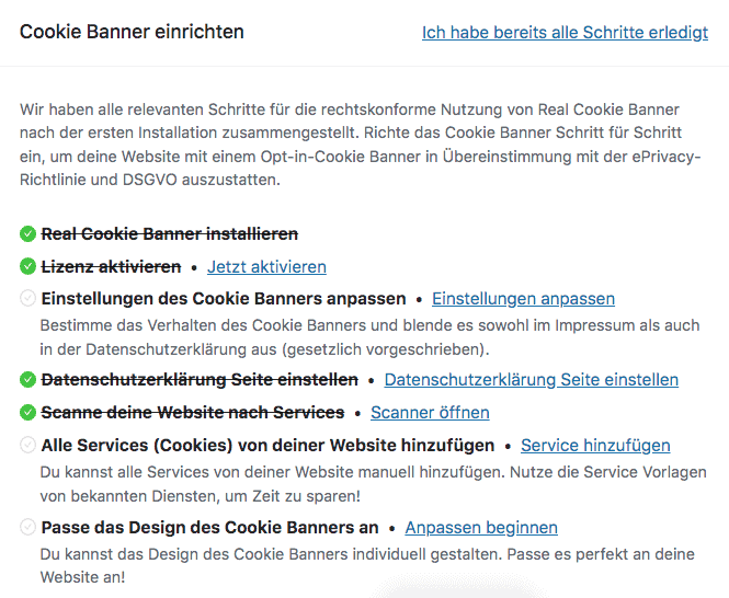 real cookie banner einrichtung checkliste