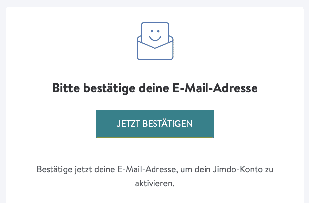 Jimdo Bestellprozess Schritt 2 - E-Mail bestätigen