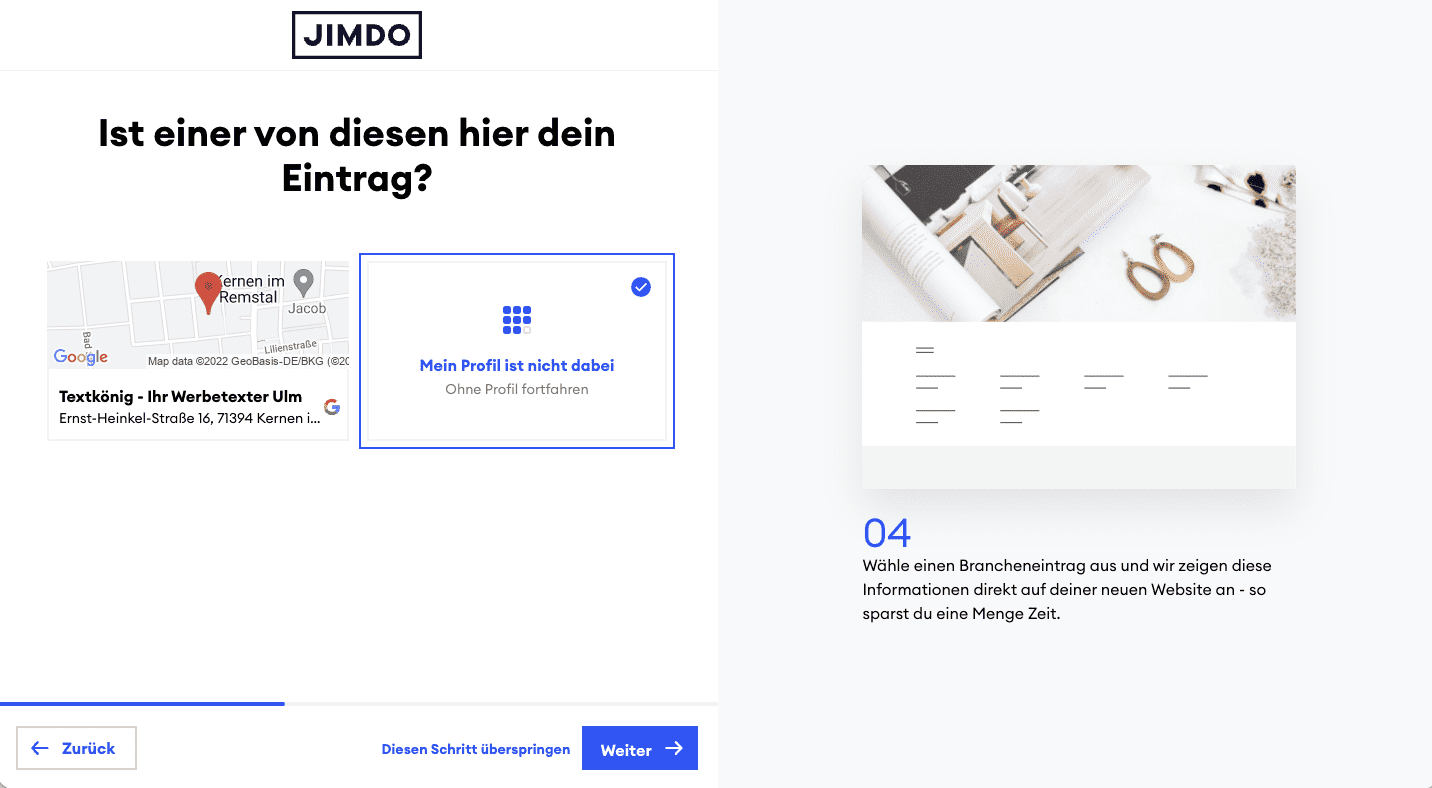 Jimdo Website Einrichtung / Setup - Schritt 4: Google MyBusiness Eintrag