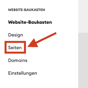 jimdo website navigation / hauptmenü bearbeiten: seitenmenue oeffnen