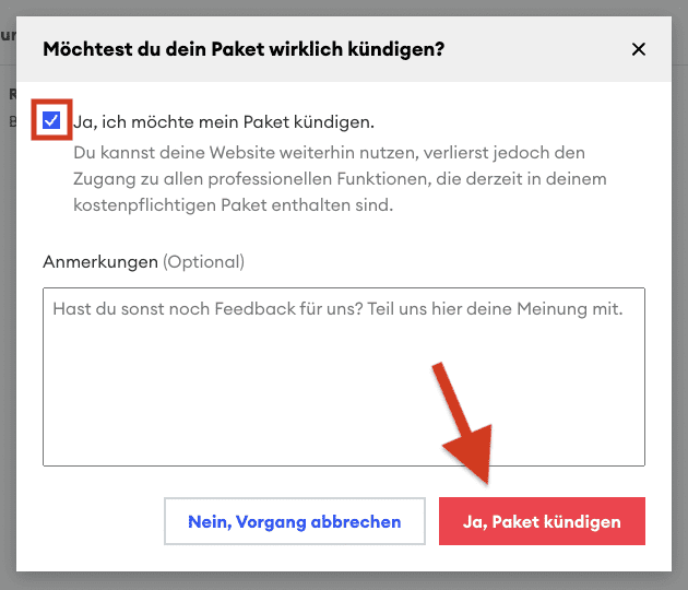 jimdo vertrag pakete rechnungen