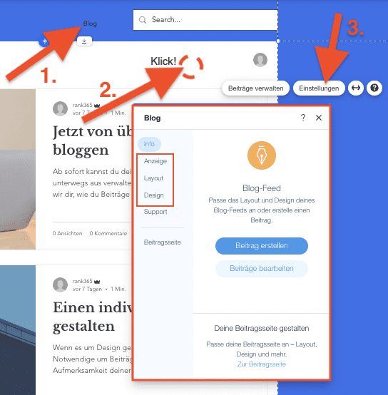 Wix Blogseite anpassen