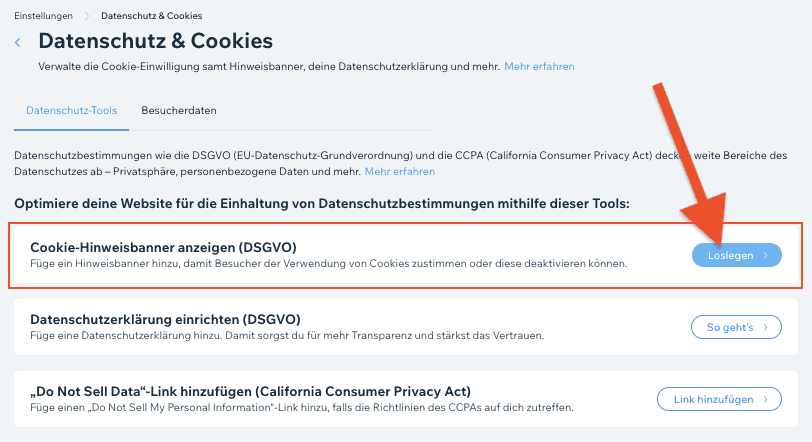 Wix Cookie Banner hinzufügen (2)