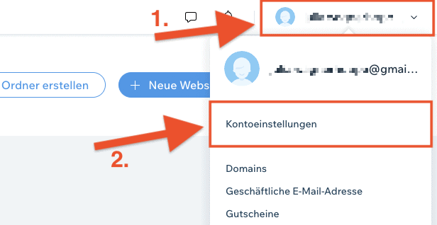 Wix Konto löschen / Account löschen - Anleitung (1)