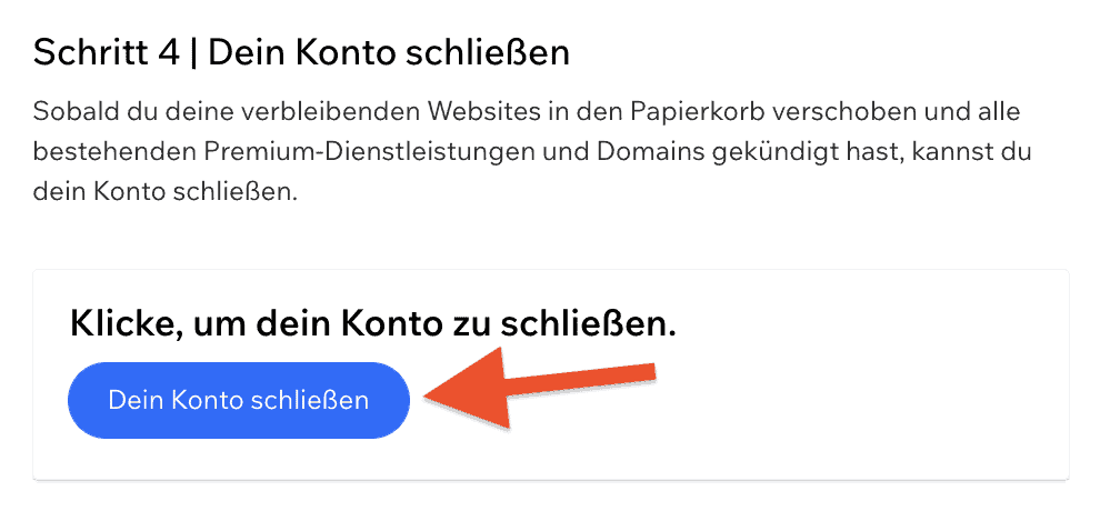 Wix Konto löschen / Account löschen - Anleitung (2)