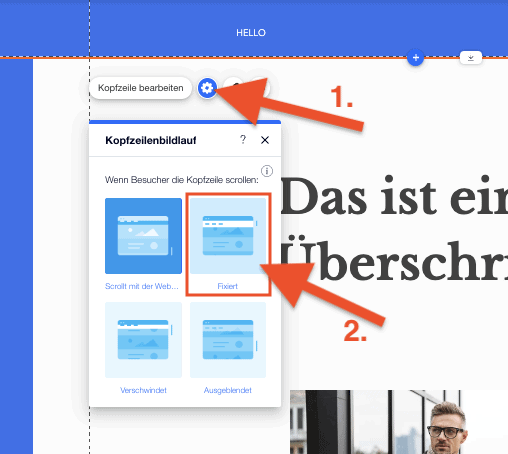 Wix Kopfzeile fixieren (2)
