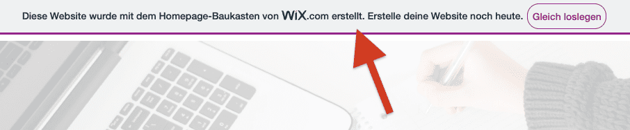 wix website kostenlos werbung werbebanner screenshot