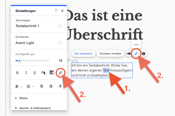 Wix Link einfügen (Text) - 1