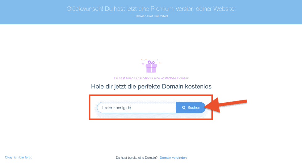 Wix Domain registrieren / kaufen - Anleitung (1)