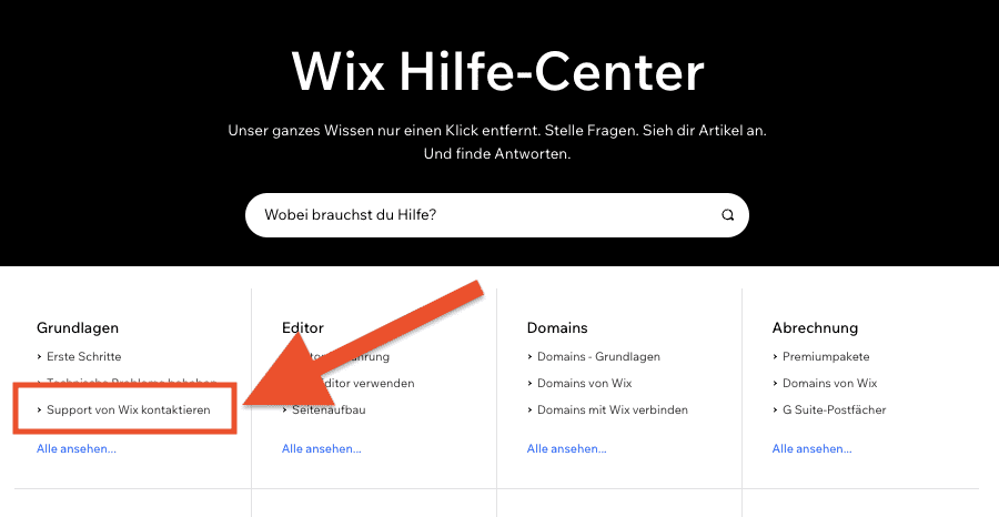 Wix Support Kundenservice Kontakt kontaktieren (2)