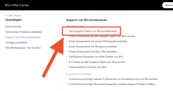 Wix Support Kundenservice Kontakt kontaktieren (3)
