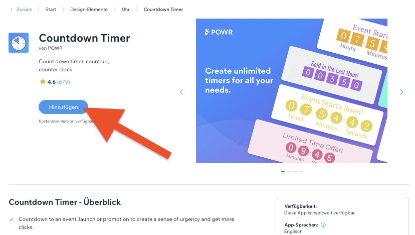 Wix App hinzufügen / installieren