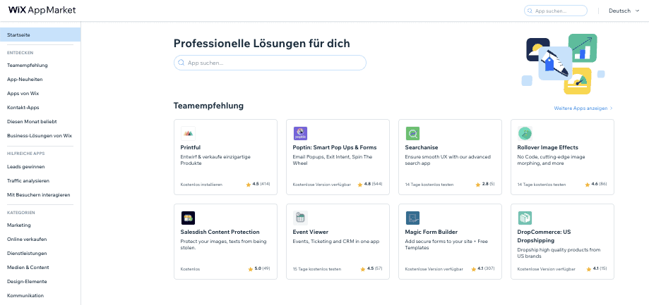 Wix App Markt